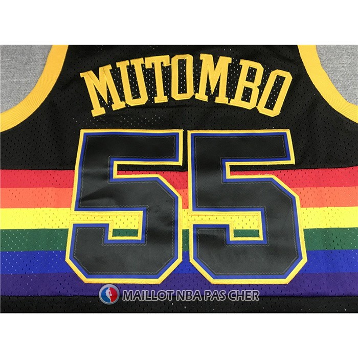 Maillot Denver Nuggets Dikembe Mutombo NO 55 Mitchell & Ness 1991-92 Noir